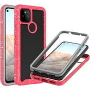 CoverON For Google Pixel 5a Case, Military Grade Full Body Rugged Slim Fit Clear Phone Cover, Pink (White Splash)